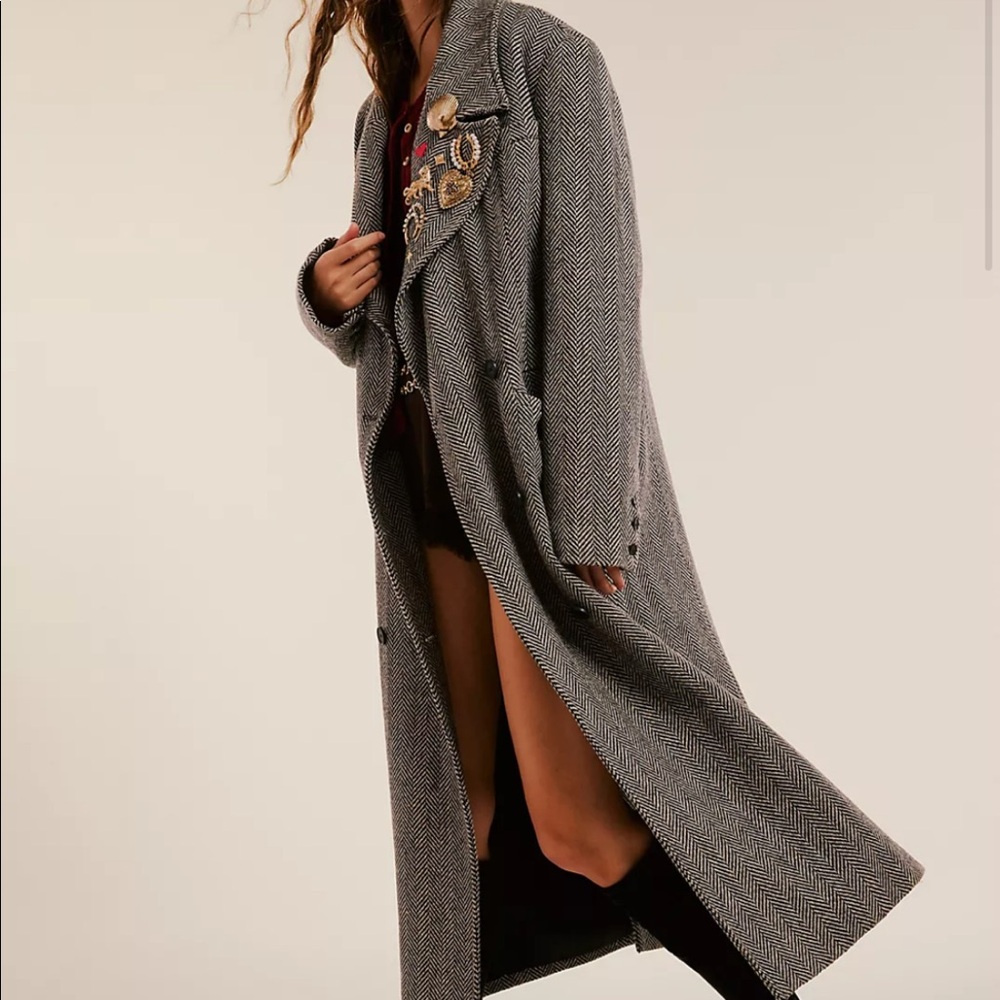 Free People black and white wool trench BRAND NEW!